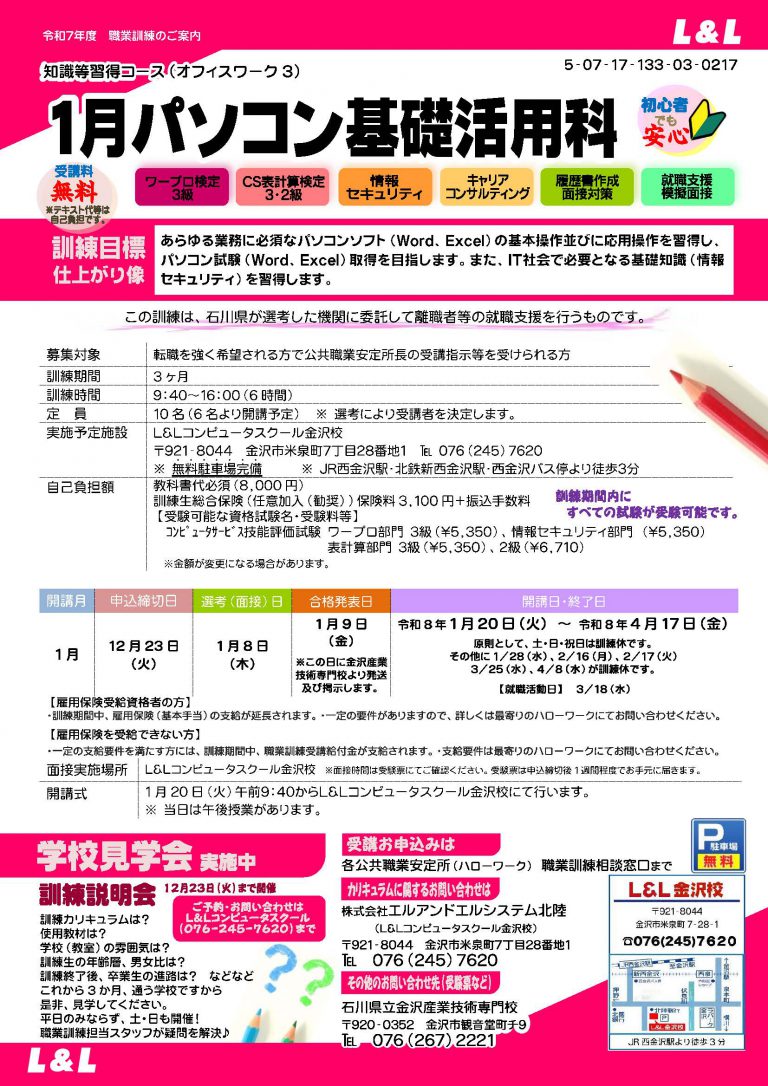 １月パソコン基礎活用科